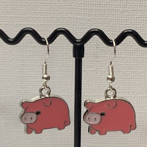 Pig Earring, Pig Jewelry, Silly Earring, Gift Idea, Cute Earring, Pink Earring - Picture 2 of 6